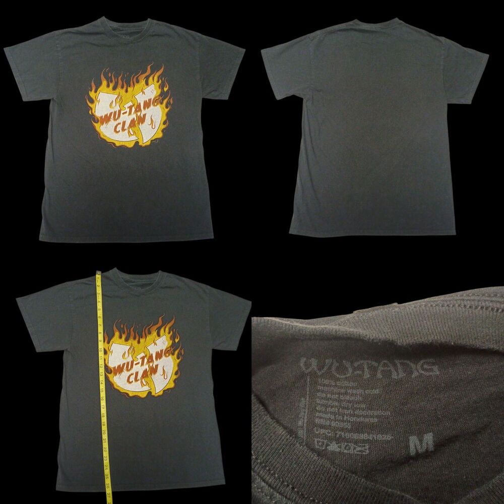 Wu-Tang Clan Shirt Mens Medium Black Rap Hip Hop Flames Fire Music Hip-hop Logo